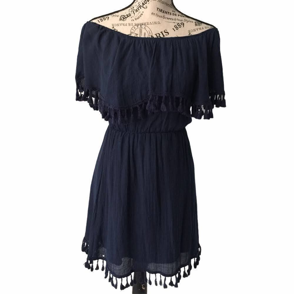 Alya Off-Shoulder Dress in Navy Blue Size XS